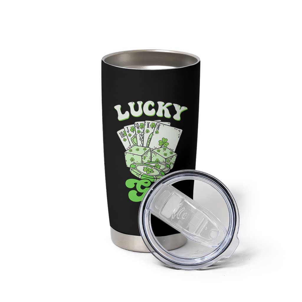 Funny St Patrick's Day Casino Games Tumbler Cup Lucky Girl Shamrock Casino Poker Chips Cards
