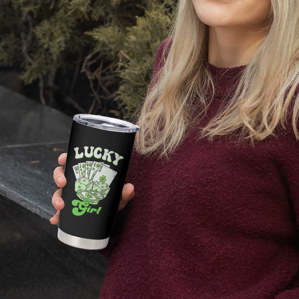 Funny St Patrick's Day Casino Games Tumbler Cup Lucky Girl Shamrock Casino Poker Chips Cards