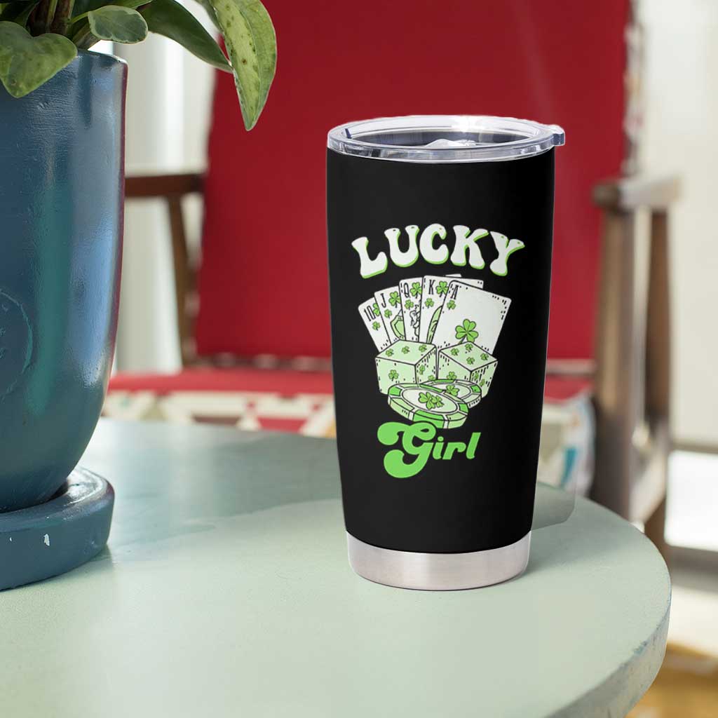 Funny St Patrick's Day Casino Games Tumbler Cup Lucky Girl Shamrock Casino Poker Chips Cards