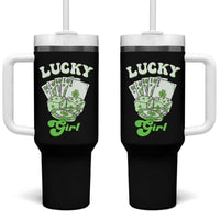 Funny St Patrick's Day Casino Games Tumbler With Handle Lucky Girl Shamrock Casino Poker Chips Cards