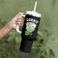 Funny St Patrick's Day Casino Games Tumbler With Handle Lucky Girl Shamrock Casino Poker Chips Cards