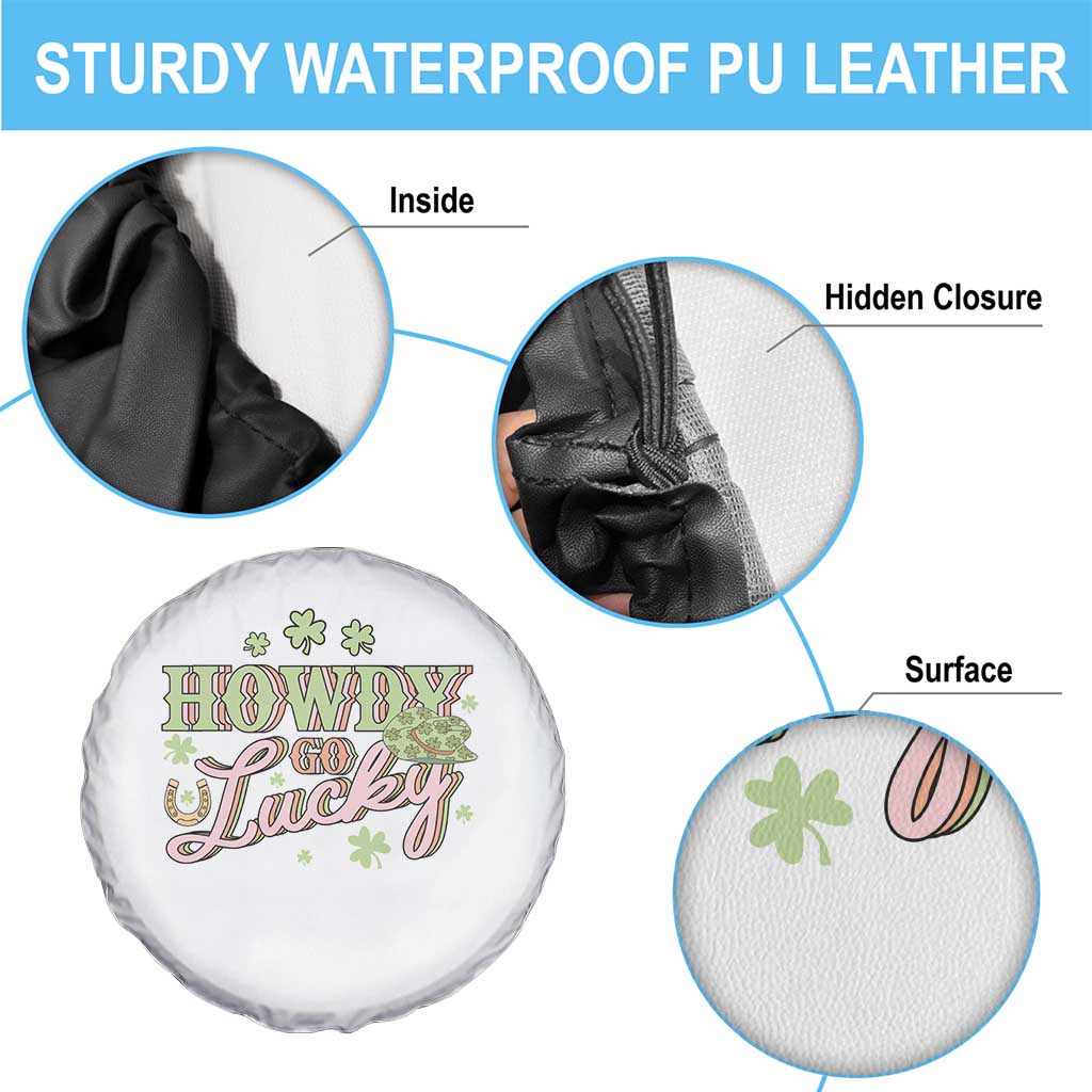 Funny St Patrick's Day Cowboy Cowgirl Spare Tire Cover Howdy Go Lucky Shamrock