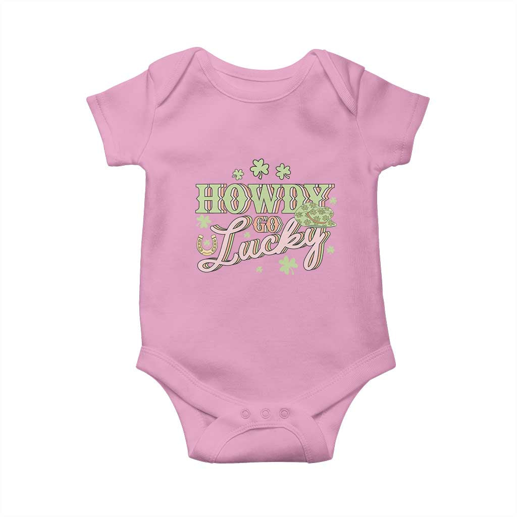 Funny St Patrick's Day Cowboy Cowgirl Baby Onesie Howdy Go Lucky Shamrock