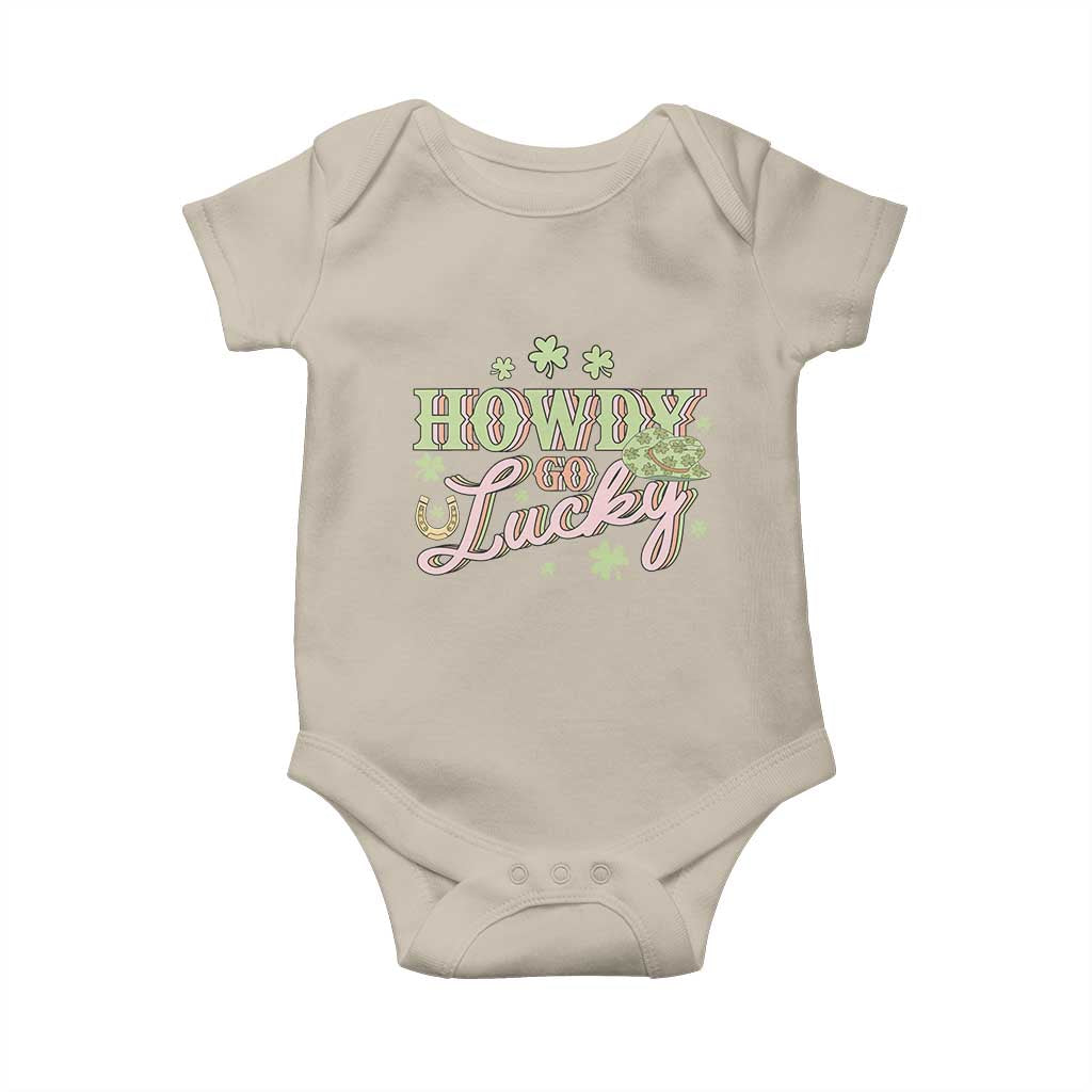 Funny St Patrick's Day Cowboy Cowgirl Baby Onesie Howdy Go Lucky Shamrock
