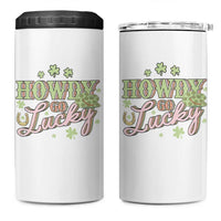 Funny St Patrick's Day Cowboy Cowgirl 4 in 1 Can Cooler Tumbler Howdy Go Lucky Shamrock