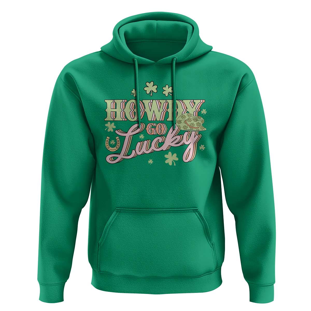 Funny St Patrick's Day Cowboy Cowgirl Hoodie Howdy Go Lucky Shamrock