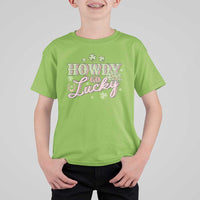 Funny St Patrick's Day Cowboy Cowgirl T Shirt For Kid Howdy Go Lucky Shamrock