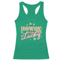 Funny St Patrick's Day Cowboy Cowgirl Racerback Tank Top Howdy Go Lucky Shamrock