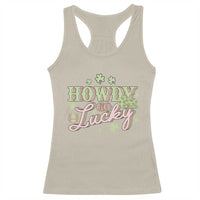 Funny St Patrick's Day Cowboy Cowgirl Racerback Tank Top Howdy Go Lucky Shamrock