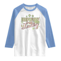 Funny St Patrick's Day Cowboy Cowgirl Raglan Shirt Howdy Go Lucky Shamrock