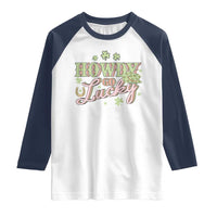 Funny St Patrick's Day Cowboy Cowgirl Raglan Shirt Howdy Go Lucky Shamrock