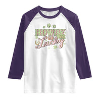 Funny St Patrick's Day Cowboy Cowgirl Raglan Shirt Howdy Go Lucky Shamrock