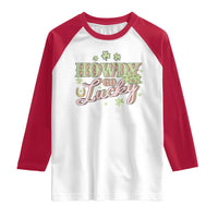 Funny St Patrick's Day Cowboy Cowgirl Raglan Shirt Howdy Go Lucky Shamrock
