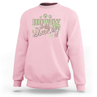 Funny St Patrick's Day Cowboy Cowgirl Sweatshirt Howdy Go Lucky Shamrock