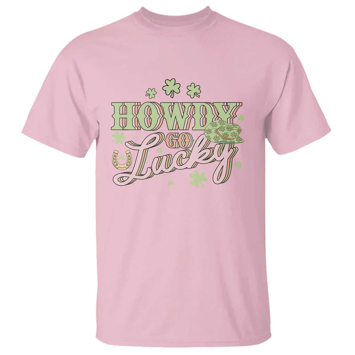 Funny St Patrick's Day Cowboy Cowgirl T Shirt Howdy Go Lucky Shamrock