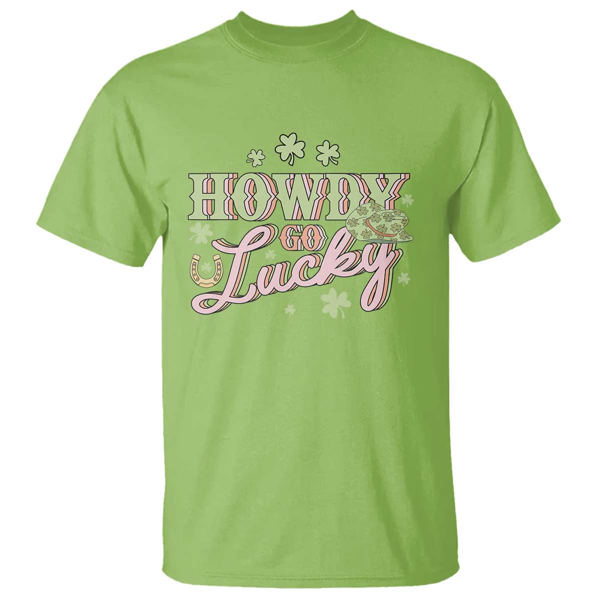 Funny St Patrick's Day Cowboy Cowgirl T Shirt Howdy Go Lucky Shamrock