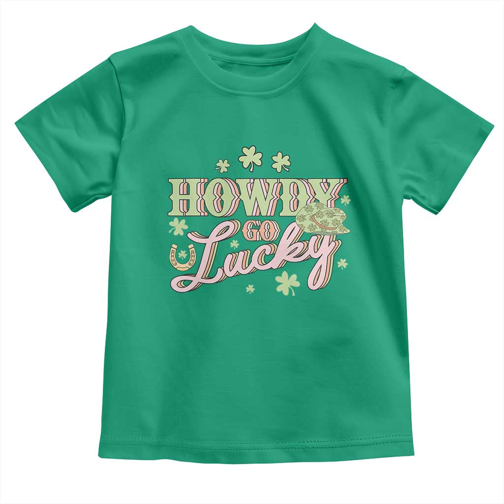 Funny St Patrick's Day Cowboy Cowgirl Toddler T Shirt Howdy Go Lucky Shamrock