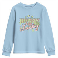 Funny St Patrick's Day Cowboy Cowgirl Youth Sweatshirt Howdy Go Lucky Shamrock