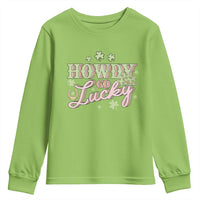 Funny St Patrick's Day Cowboy Cowgirl Youth Sweatshirt Howdy Go Lucky Shamrock