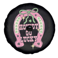Funny St Patrick's Day Cowgirl Coquette Spare Tire Cover Howdy Go Lucky Pink Horseshoe