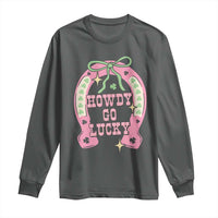 Funny St Patrick's Day Cowgirl Coquette Long Sleeve Shirt Howdy Go Lucky Pink Horseshoe