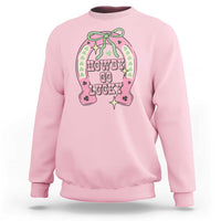 Funny St Patrick's Day Cowgirl Coquette Sweatshirt Howdy Go Lucky Pink Horseshoe