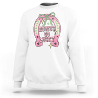 Funny St Patrick's Day Cowgirl Coquette Sweatshirt Howdy Go Lucky Pink Horseshoe