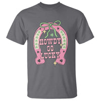 Funny St Patrick's Day Cowgirl Coquette T Shirt Howdy Go Lucky Pink Horseshoe