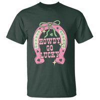 Funny St Patrick's Day Cowgirl Coquette T Shirt Howdy Go Lucky Pink Horseshoe