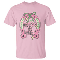 Funny St Patrick's Day Cowgirl Coquette T Shirt Howdy Go Lucky Pink Horseshoe