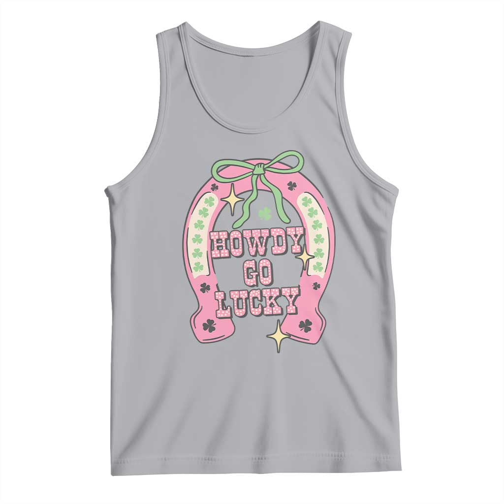 Funny St Patrick's Day Cowgirl Coquette Tank Top Howdy Go Lucky Pink Horseshoe