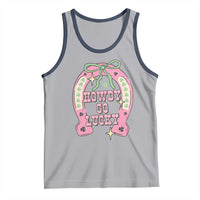 Funny St Patrick's Day Cowgirl Coquette Tank Top Howdy Go Lucky Pink Horseshoe