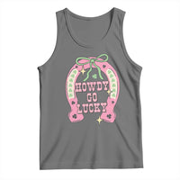Funny St Patrick's Day Cowgirl Coquette Tank Top Howdy Go Lucky Pink Horseshoe