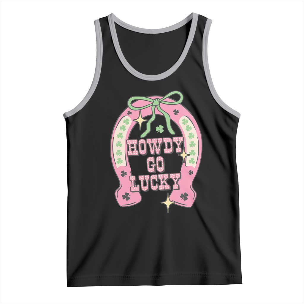 Funny St Patrick's Day Cowgirl Coquette Tank Top Howdy Go Lucky Pink Horseshoe