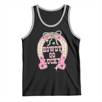 Funny St Patrick's Day Cowgirl Coquette Tank Top Howdy Go Lucky Pink Horseshoe