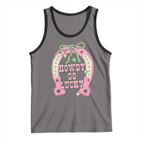 Funny St Patrick's Day Cowgirl Coquette Tank Top Howdy Go Lucky Pink Horseshoe