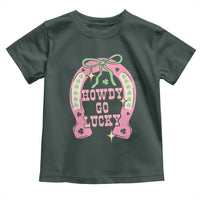 Funny St Patrick's Day Cowgirl Coquette Toddler T Shirt Howdy Go Lucky Pink Horseshoe