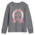Funny St Patrick's Day Cowgirl Coquette Youth Sweatshirt Howdy Go Lucky Pink Horseshoe
