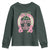 Funny St Patrick's Day Cowgirl Coquette Youth Sweatshirt Howdy Go Lucky Pink Horseshoe