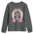 Funny St Patrick's Day Cowgirl Coquette Youth Sweatshirt Howdy Go Lucky Pink Horseshoe