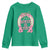 Funny St Patrick's Day Cowgirl Coquette Youth Sweatshirt Howdy Go Lucky Pink Horseshoe