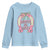 Funny St Patrick's Day Cowgirl Coquette Youth Sweatshirt Howdy Go Lucky Pink Horseshoe