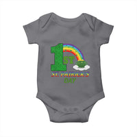 Funny First 1st St Patrick's Day Baby Onesie Shamrock Rainbow Glitter Print