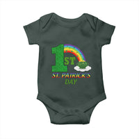 Funny First 1st St Patrick's Day Baby Onesie Shamrock Rainbow Glitter Print