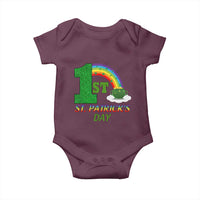 Funny First 1st St Patrick's Day Baby Onesie Shamrock Rainbow Glitter Print