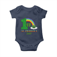 Funny First 1st St Patrick's Day Baby Onesie Shamrock Rainbow Glitter Print