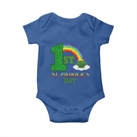 Funny First 1st St Patrick's Day Baby Onesie Shamrock Rainbow Glitter Print