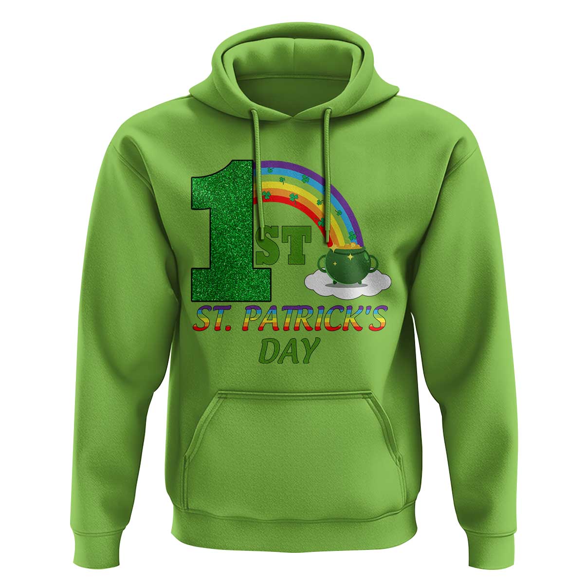 Funny First 1st St Patrick's Day Hoodie Shamrock Rainbow Glitter Print
