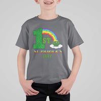 Funny First 1st St Patrick's Day T Shirt For Kid Shamrock Rainbow Glitter Print