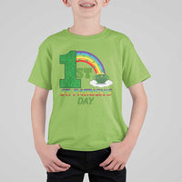 Funny First 1st St Patrick's Day T Shirt For Kid Shamrock Rainbow Glitter Print